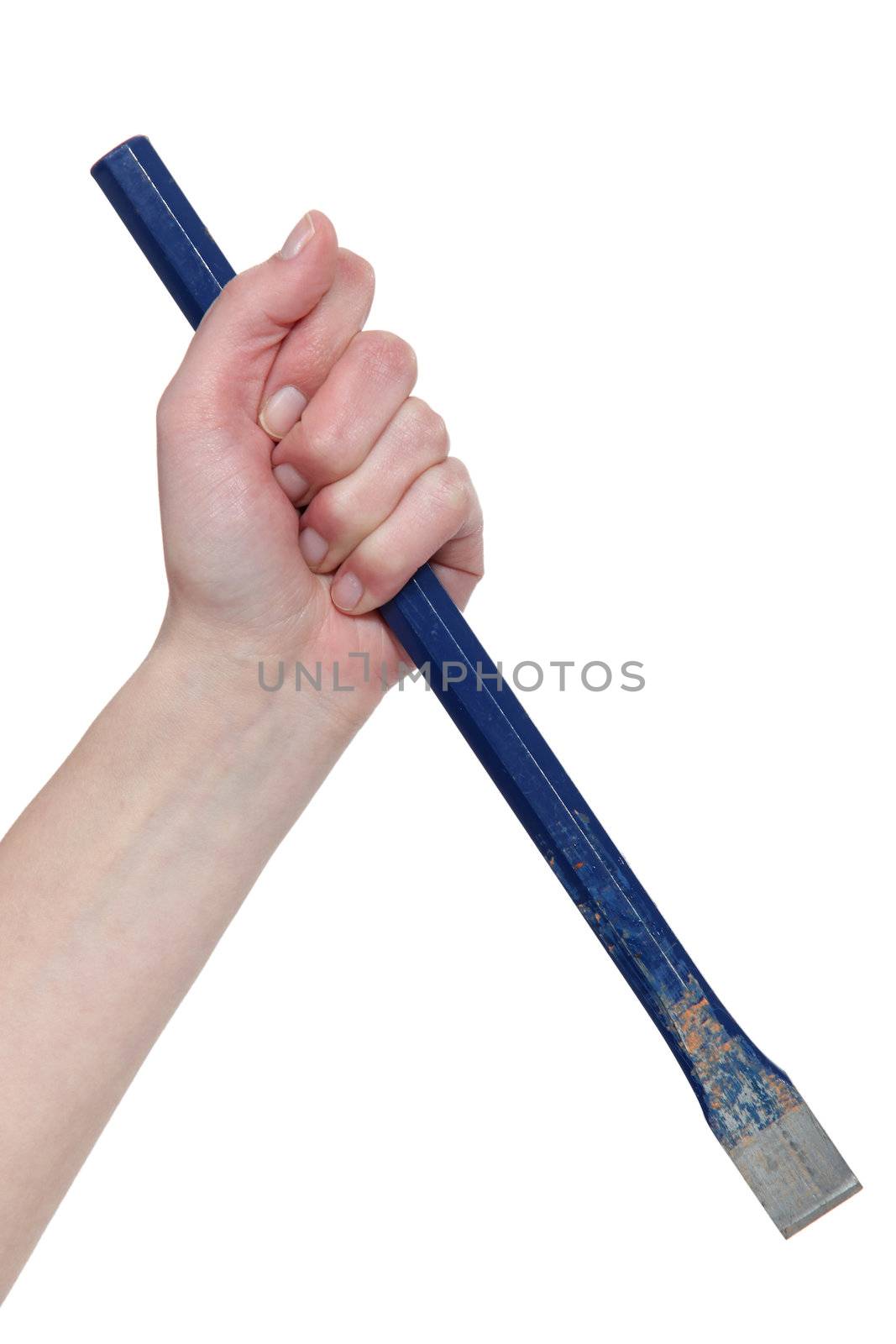 Hand holding a chisel