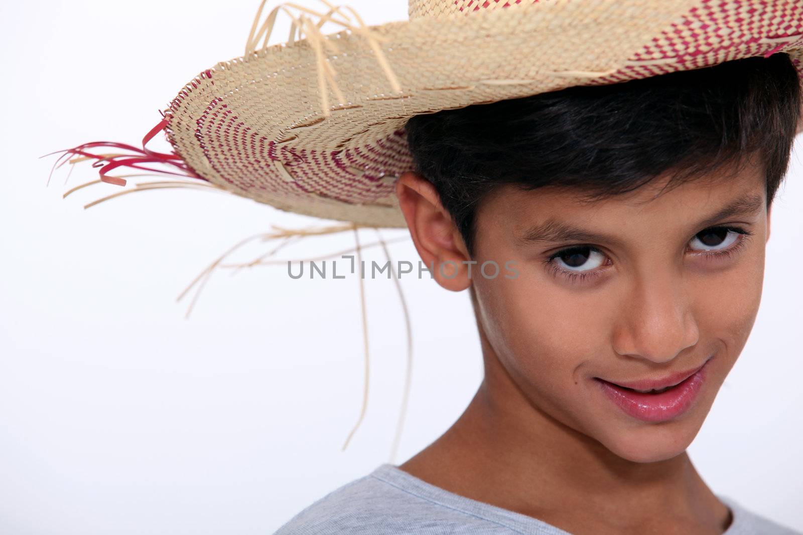Child with Straw Hat by phovoir