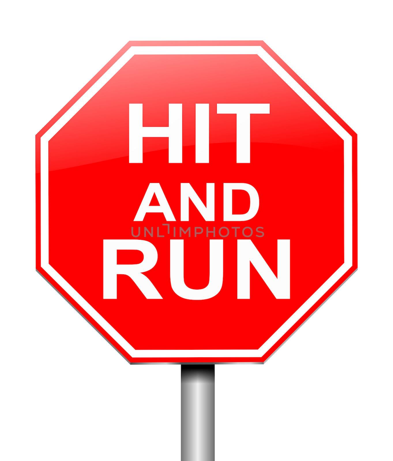 Illustration depicting a sign with a hit and run concept.