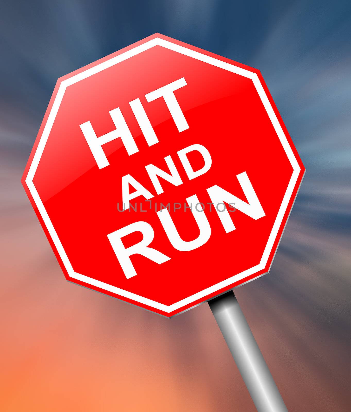 Illustration depicting a sign with a hit and run concept.
