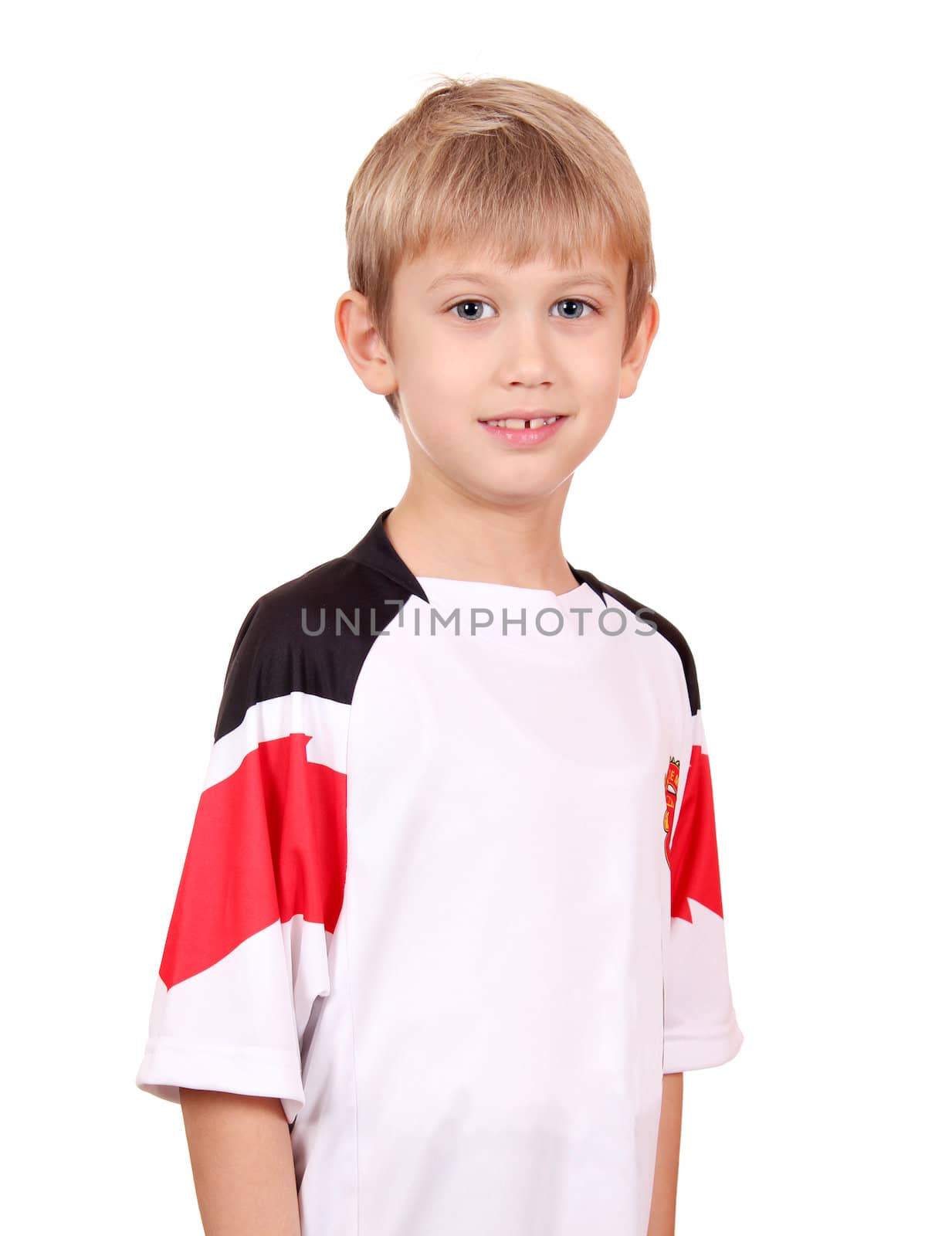 boy in sportswear portrait on white 