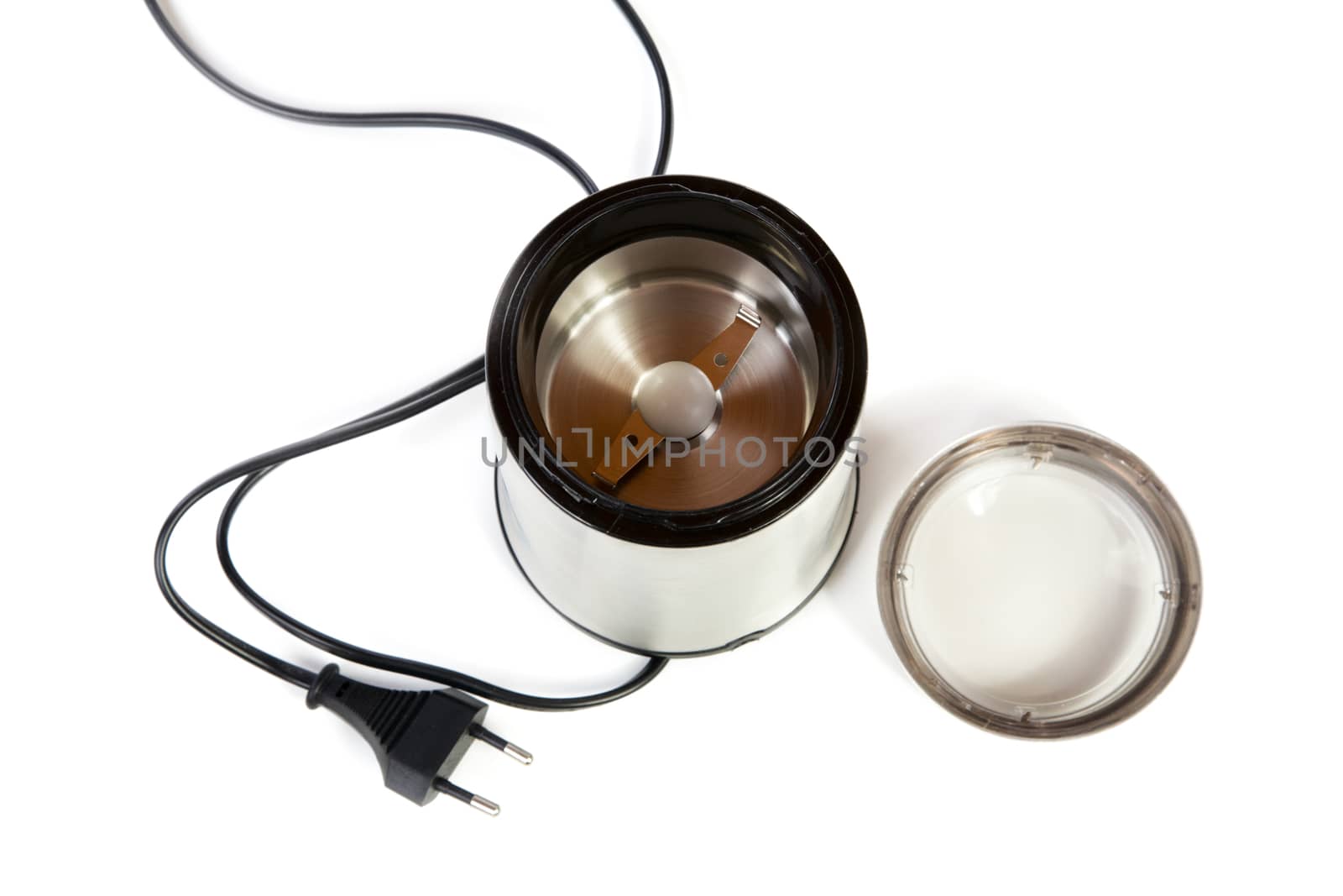 electric coffee grinder. Isolated on white background