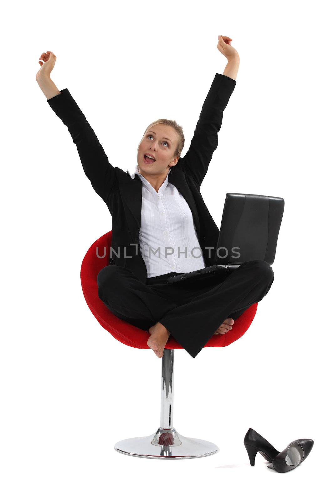Woman sitting cross-legged by phovoir