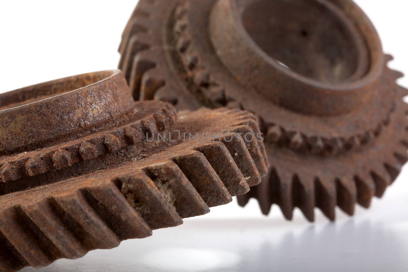 Rusty gears on a white background isolated