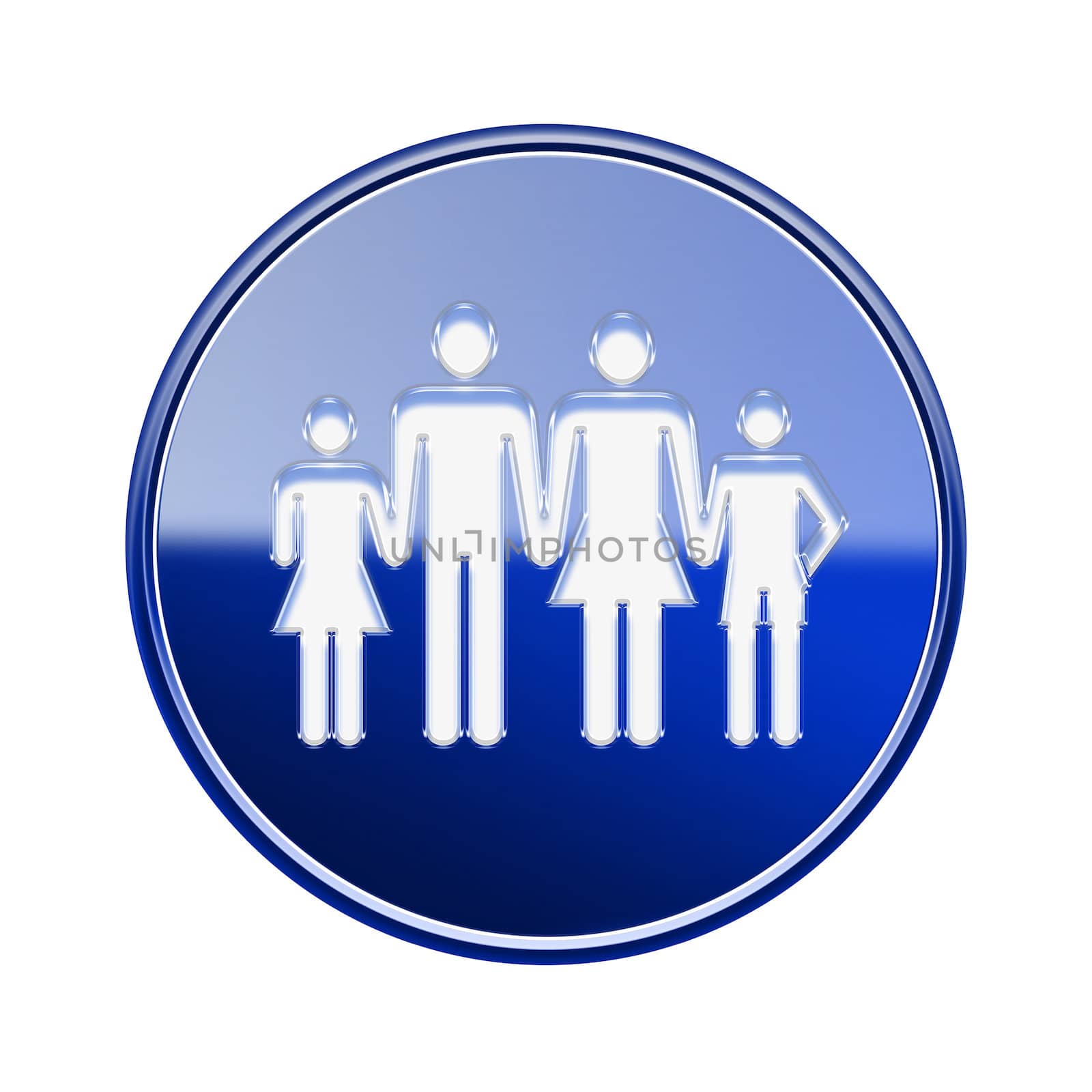 family icon glossy blue, isolated on white background. by zeffss