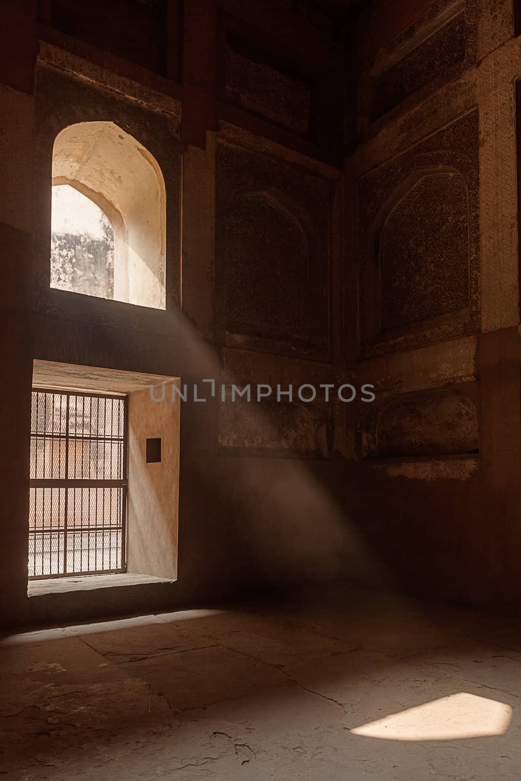 Ray of sun coming through window in Agra fort. Agra, Uttar Pradesh, India