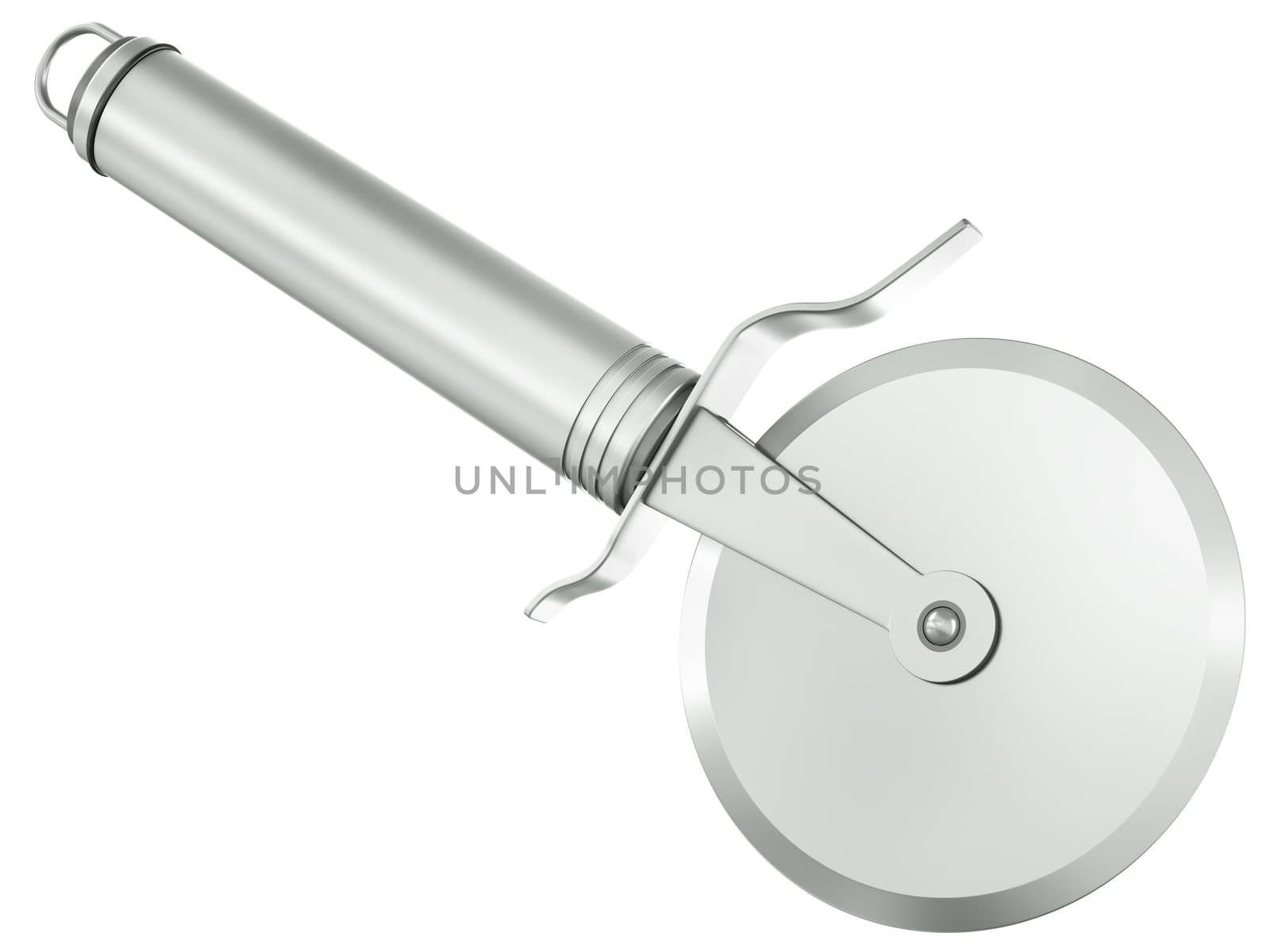 Pizza cutter isolated on a white background. 3D rendered image.