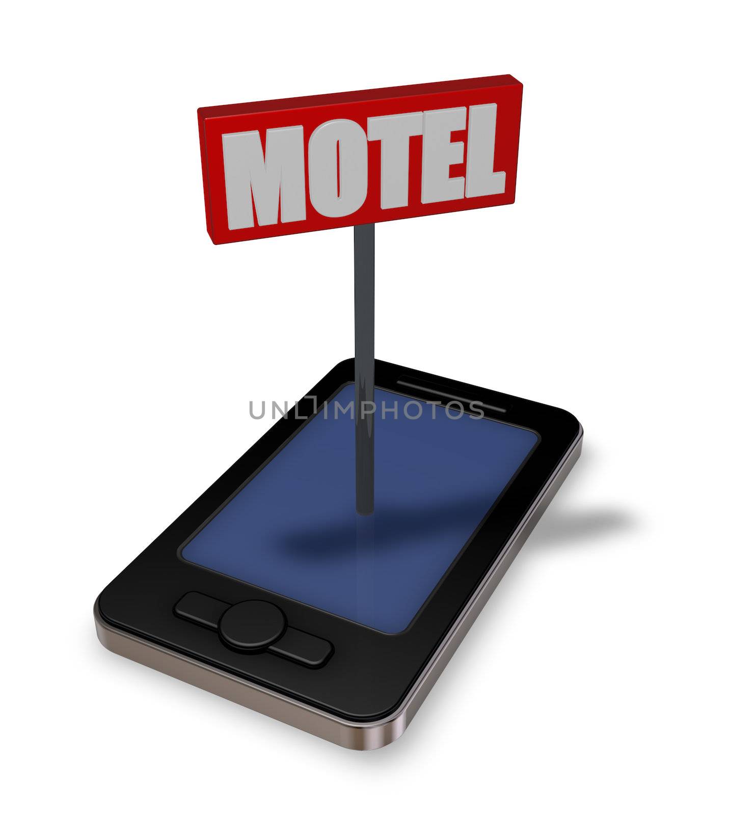smartphone with motel sign - 3d illustration