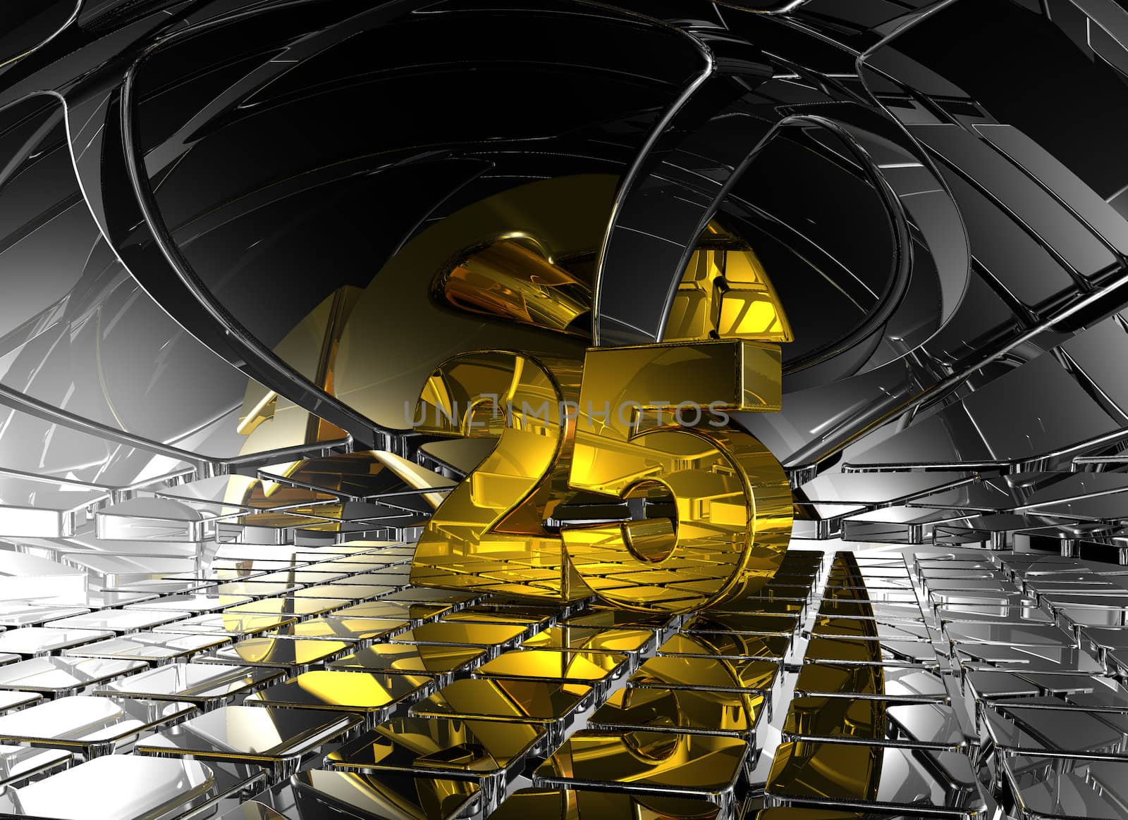 number twenty five in abstract futuristic space - 3d illustration