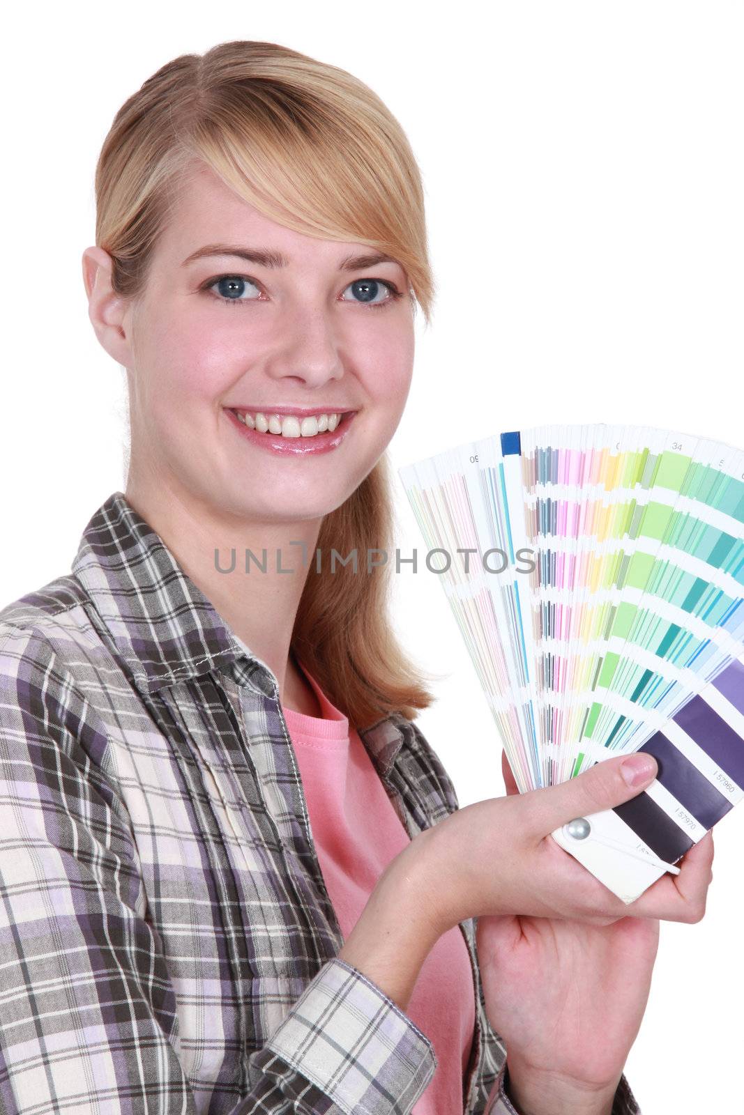 Woman with a color chart