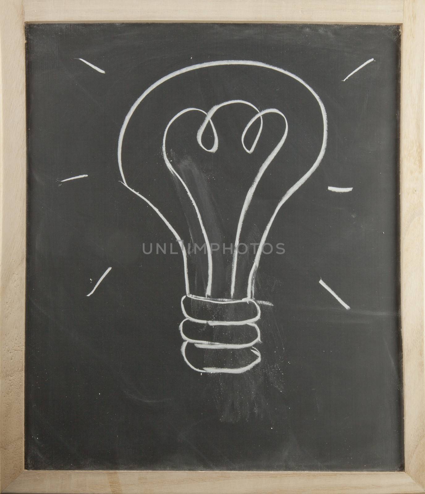 A draw of a bulb on a blackboard