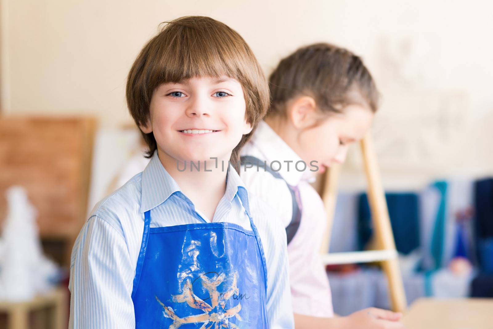 Portrait of a boy, the children learn in art school