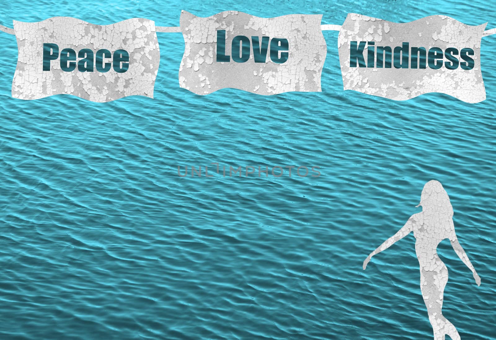 peace love and kindness girl dancing on ocean background by ftlaudgirl