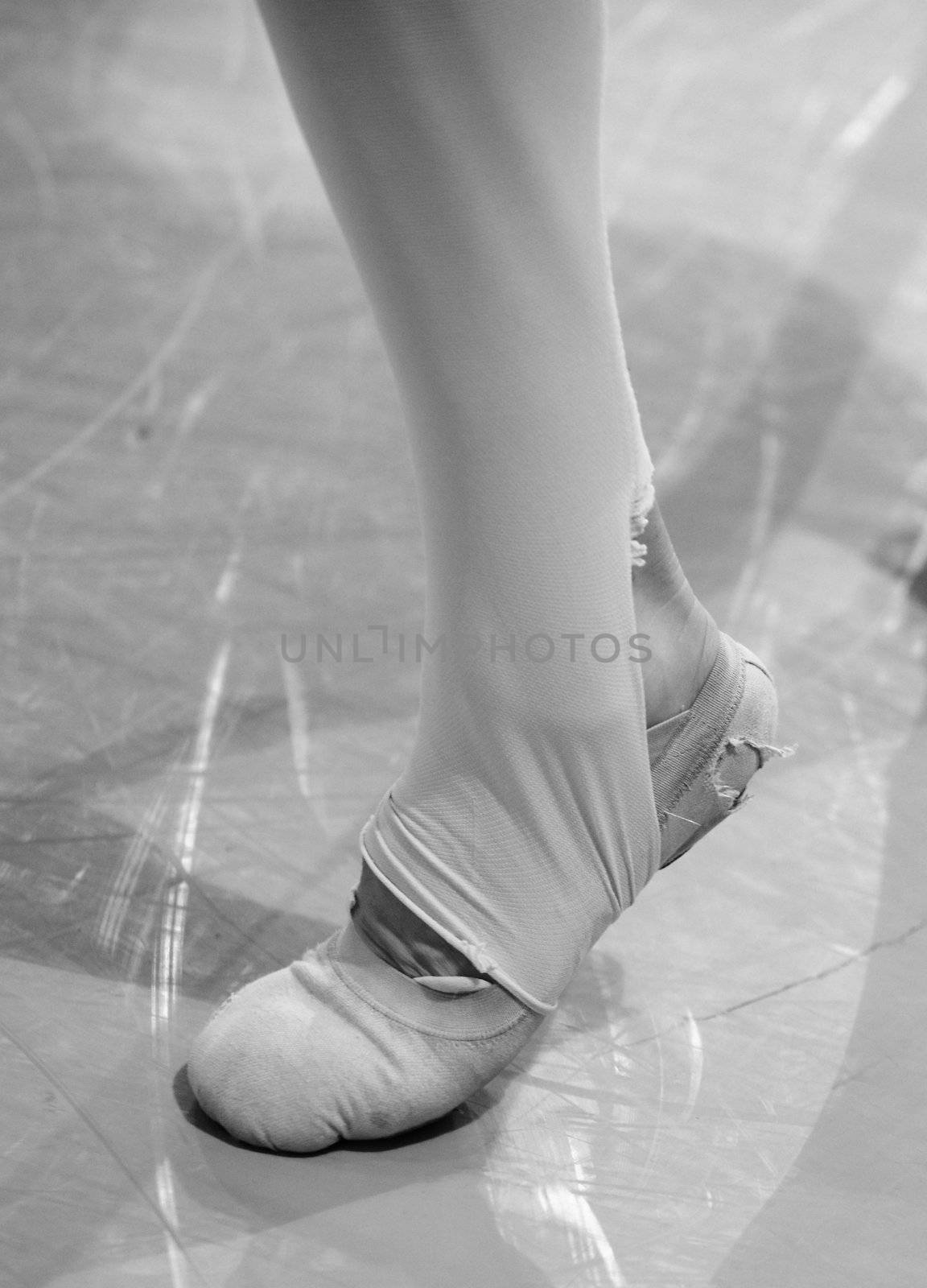 worn out shoes on a ballet dancer to show sore dancer's feet