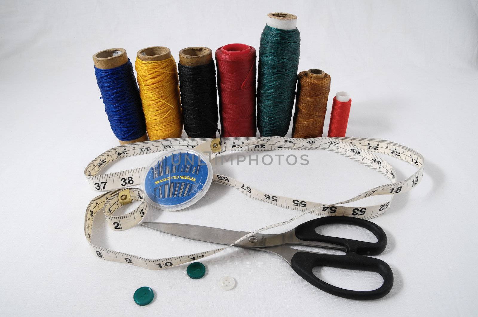 One Sewing Kit Isolated on a White Background