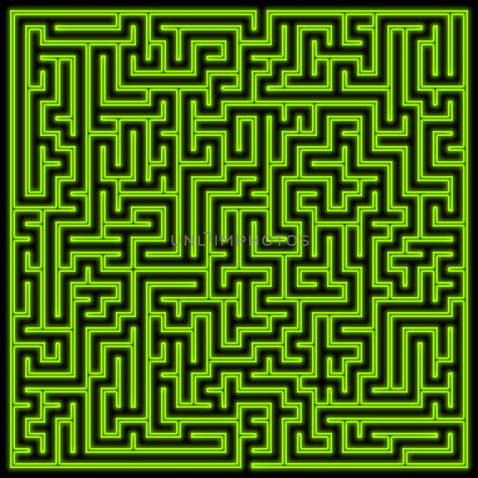 Illustration of a green glowing maze