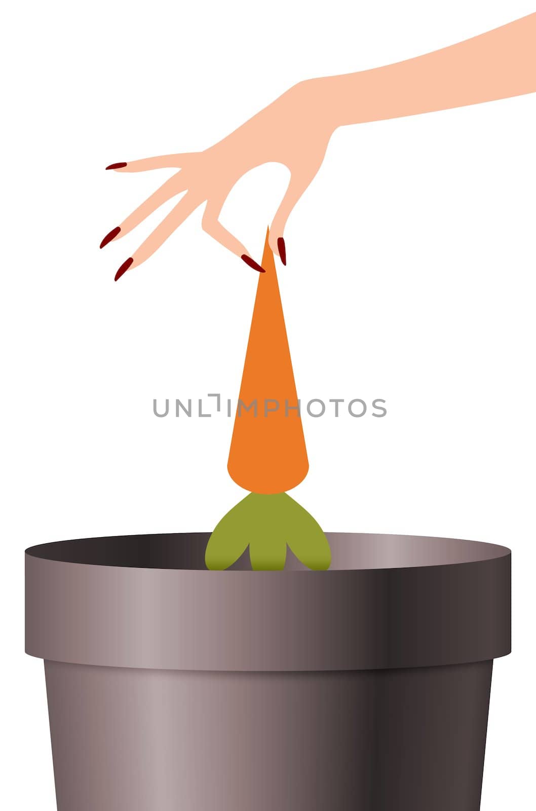 Illustration of a person throwing a vegetable into a bin