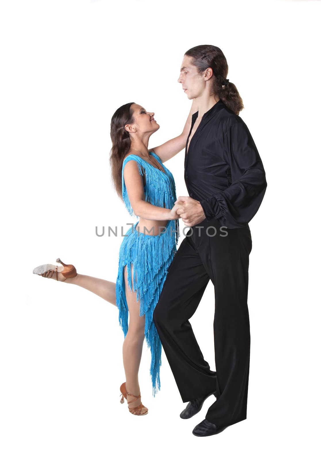 Dancing couple isolated over white background