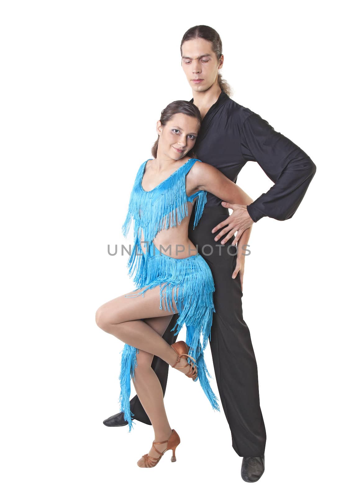 Dancing couple isolated over white background