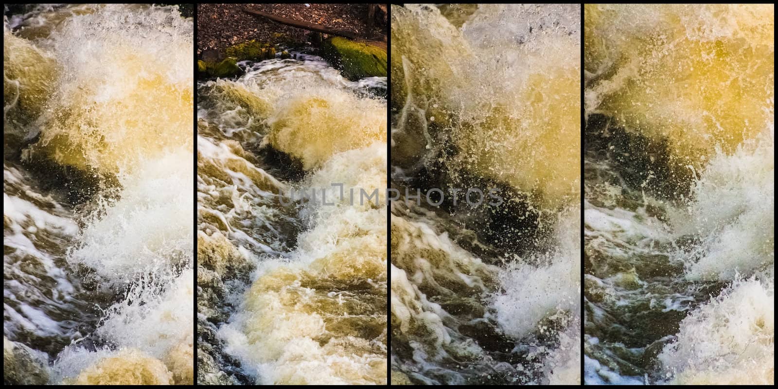 Stormy River Wave Background Set Collage