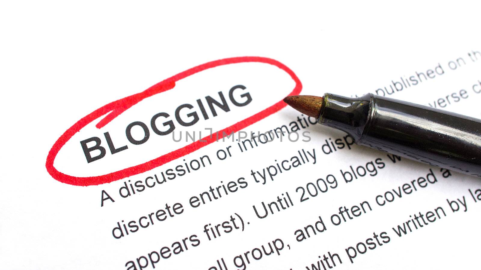 Blogging explanation with heading circled in red.