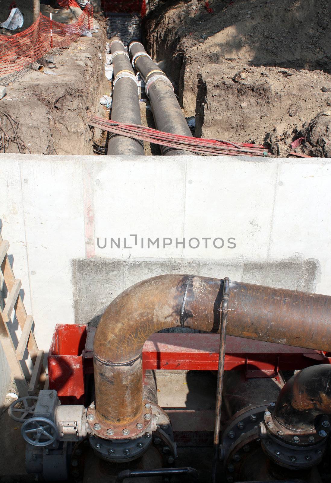 community heating system construction site