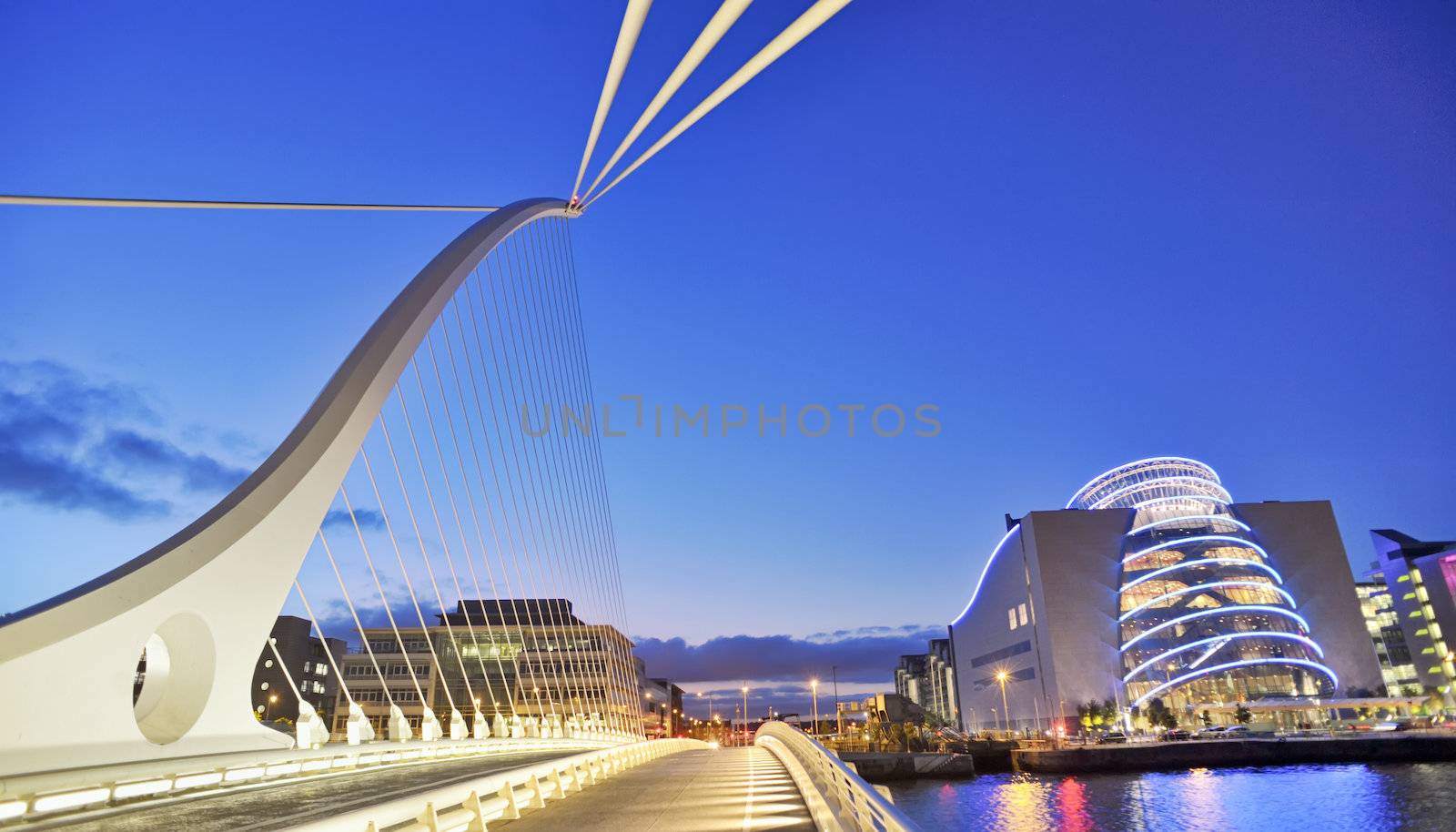 Samuel Beckett Bridge in Dublin in summer time