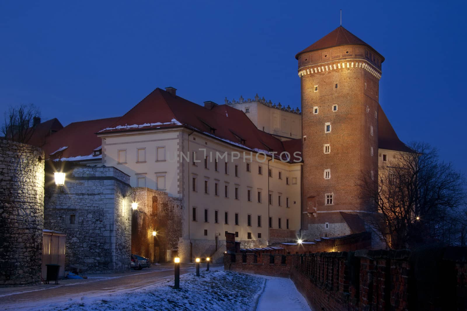 Royal Castle buildings on Wawel Hill in the city of Krakow in Poland.