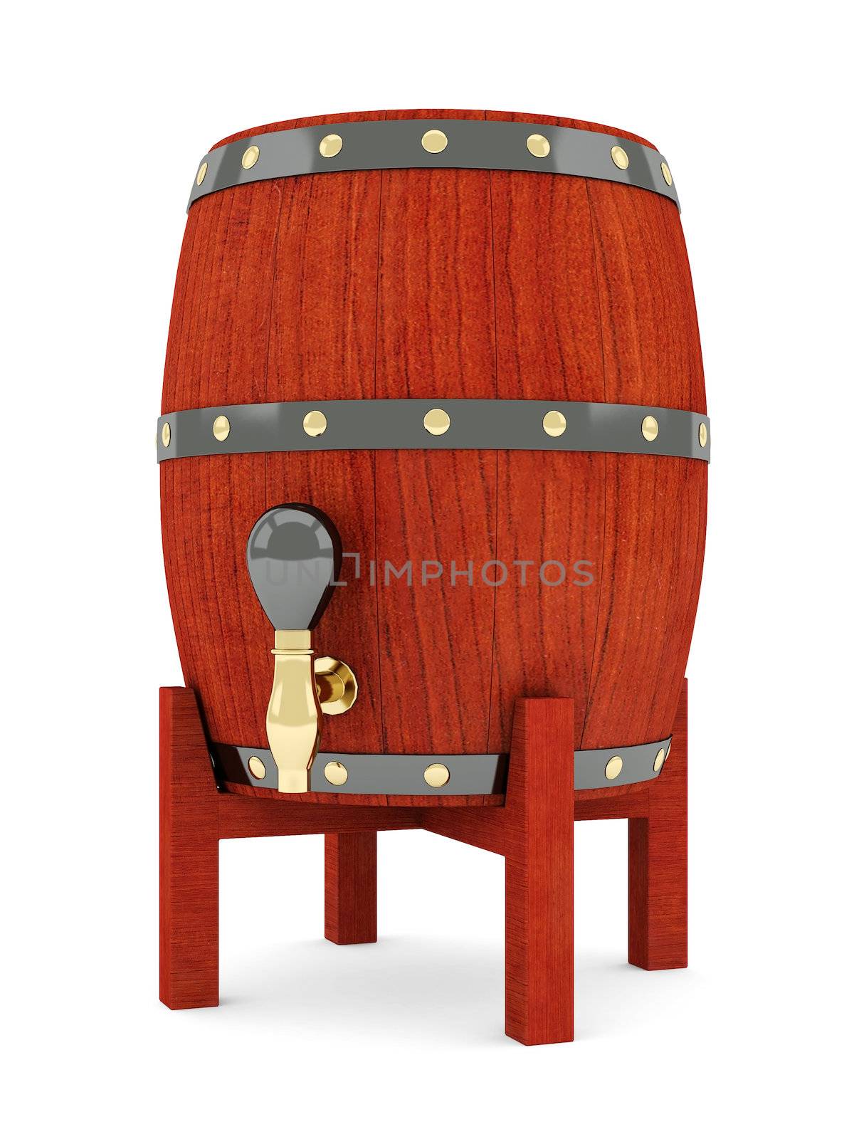 image of the old wine barrels on a white background