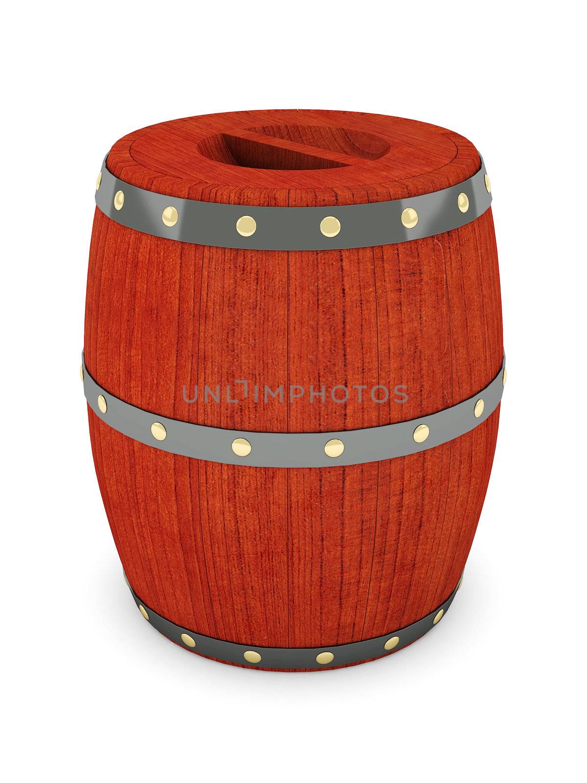 image of the old wine barrels on a white background