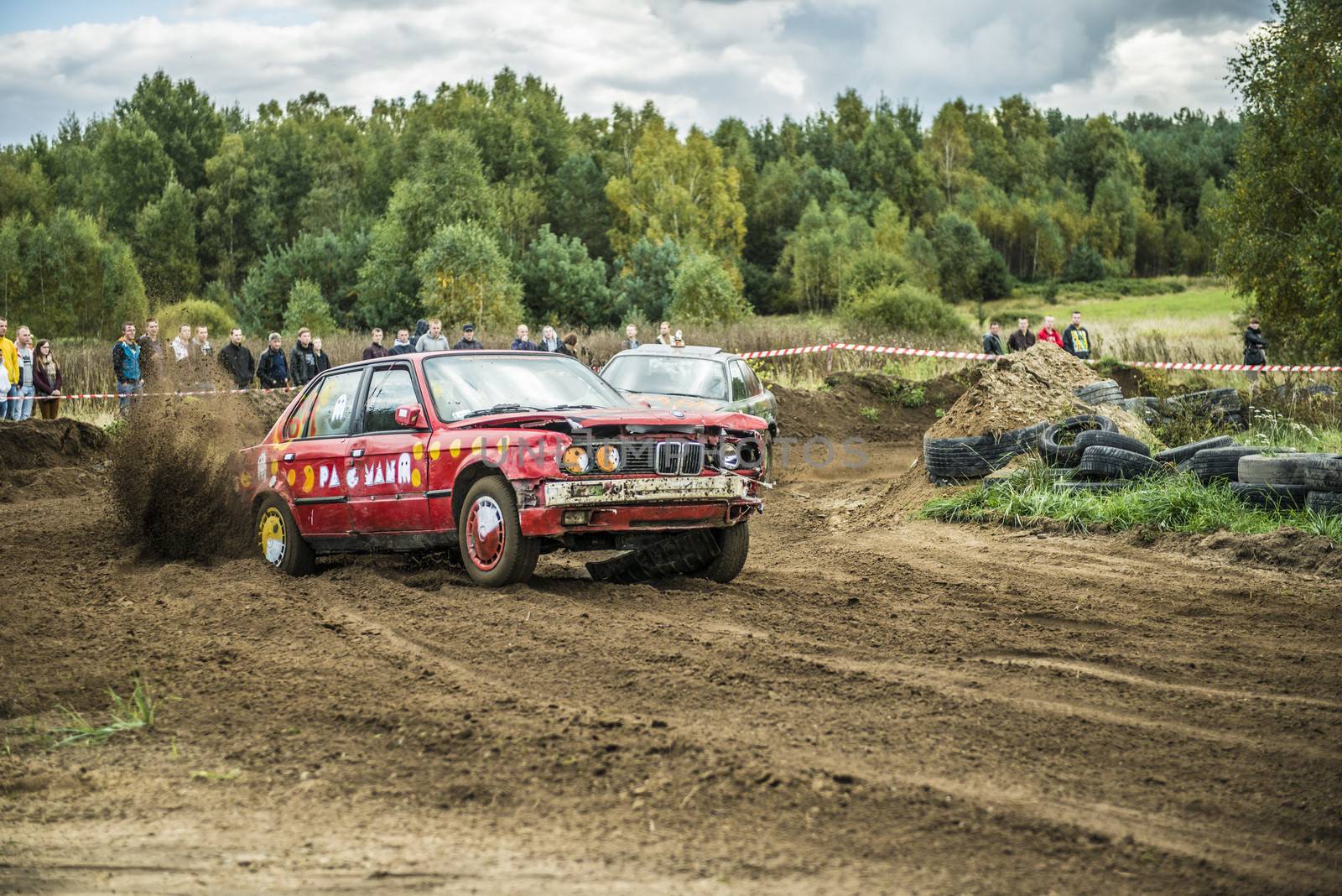 IGANIE, POLAND 29 SEPTEMBER, Wreck Car Racing Championship Finals on 29 September 2013 in Iganie, Poalnd
