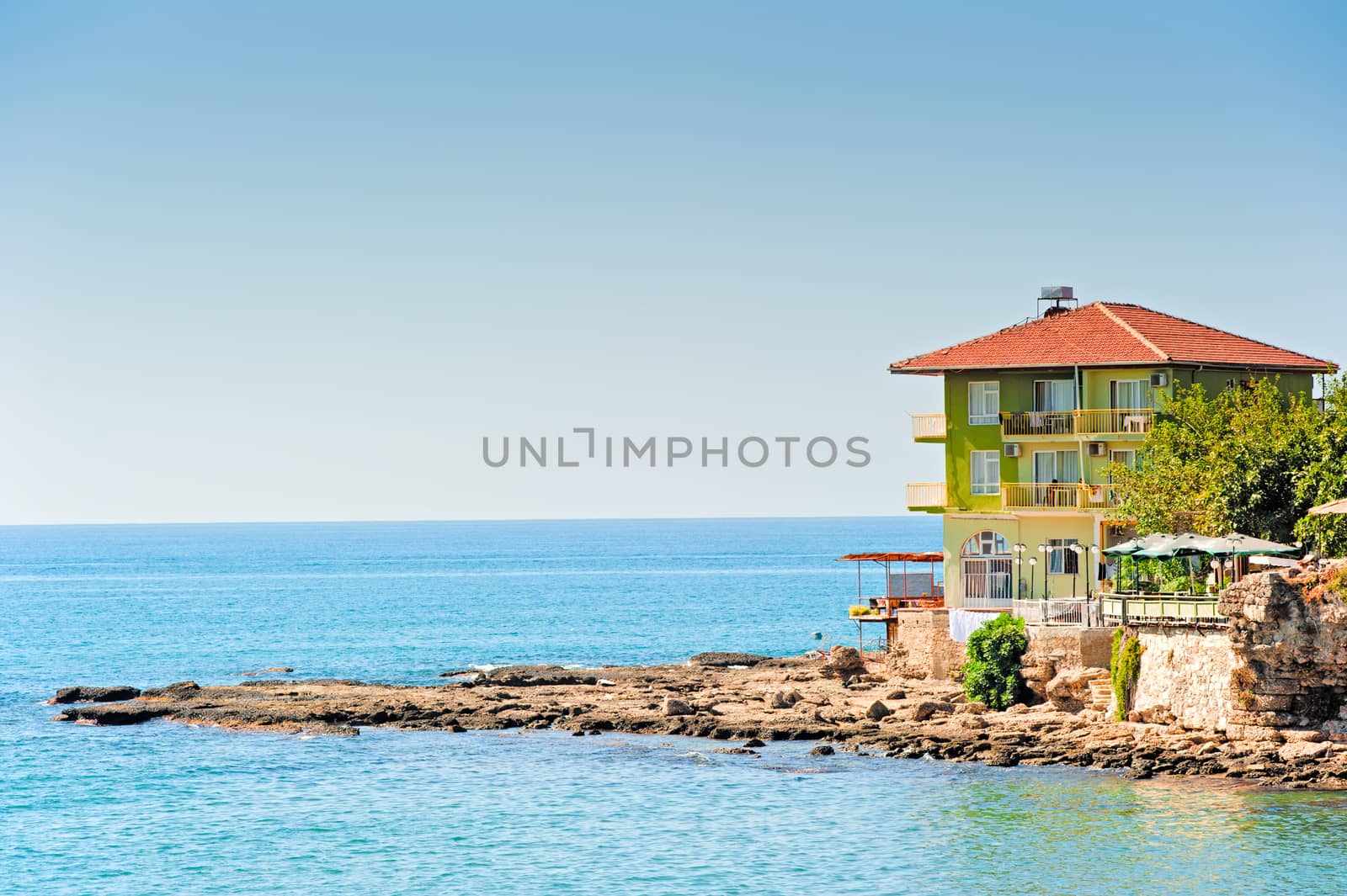 The hotel on the beach in Side. Turkey