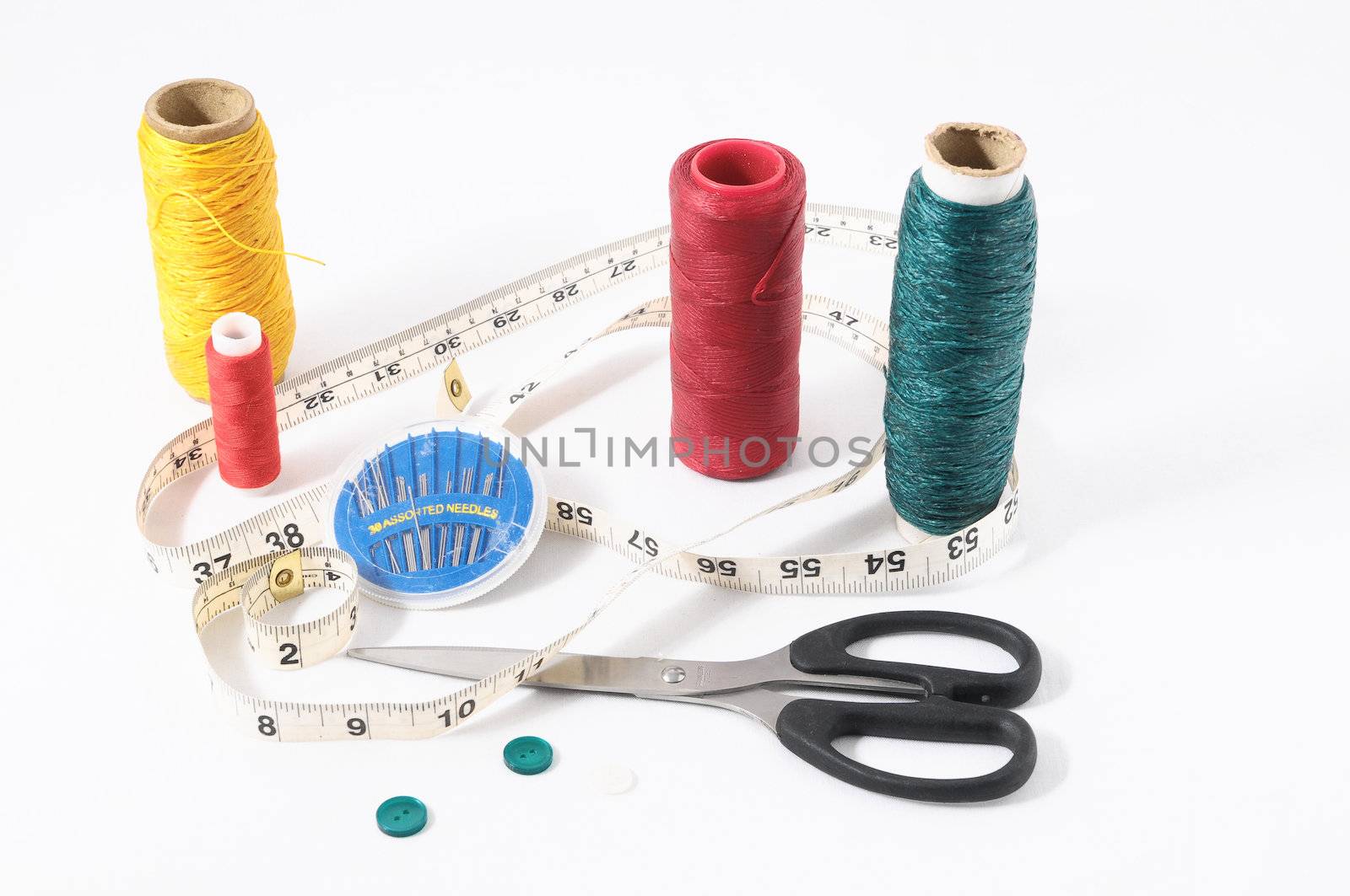 One Sewing Kit Isolated on a White Background