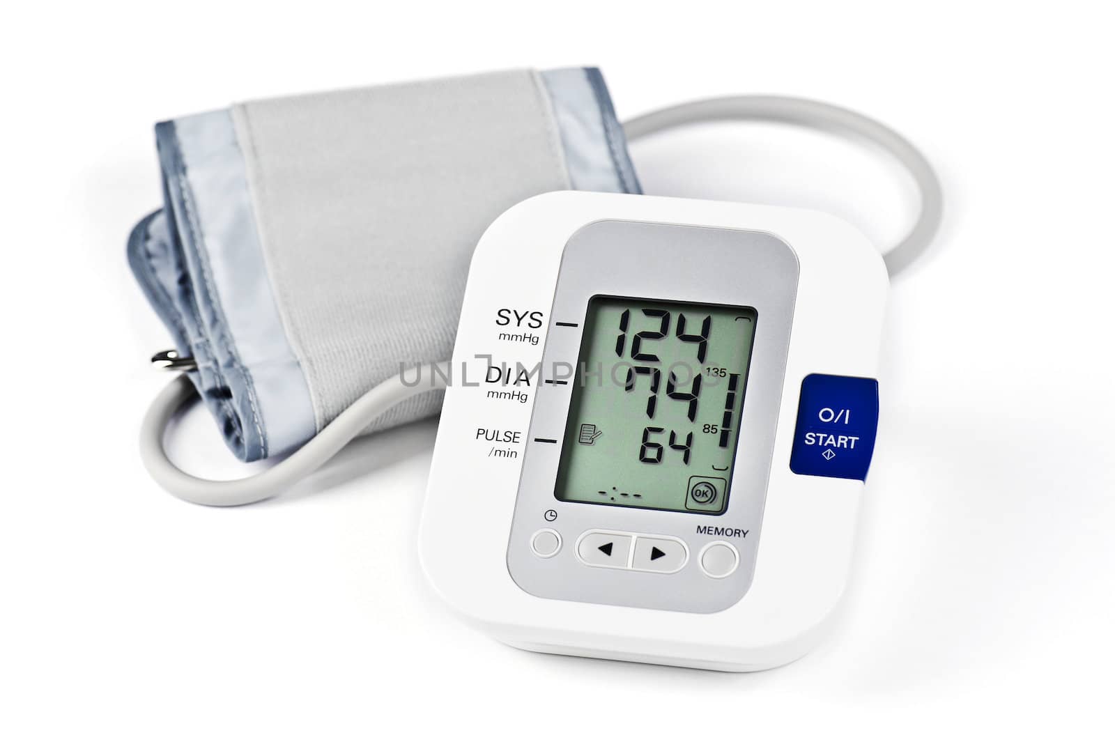 Digital Blood Pressure Monitor on white background