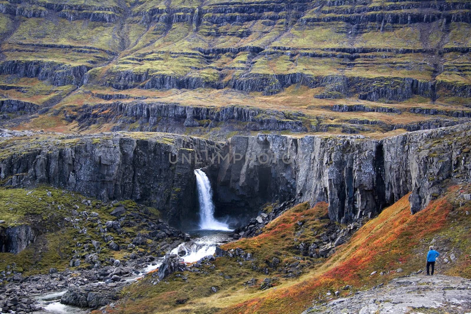 The rugged landscape of Fossarfell in Austurland in eastern Iceland (Model Released)