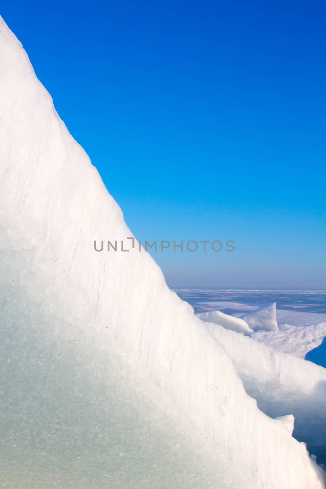 sea ice close up in the winter