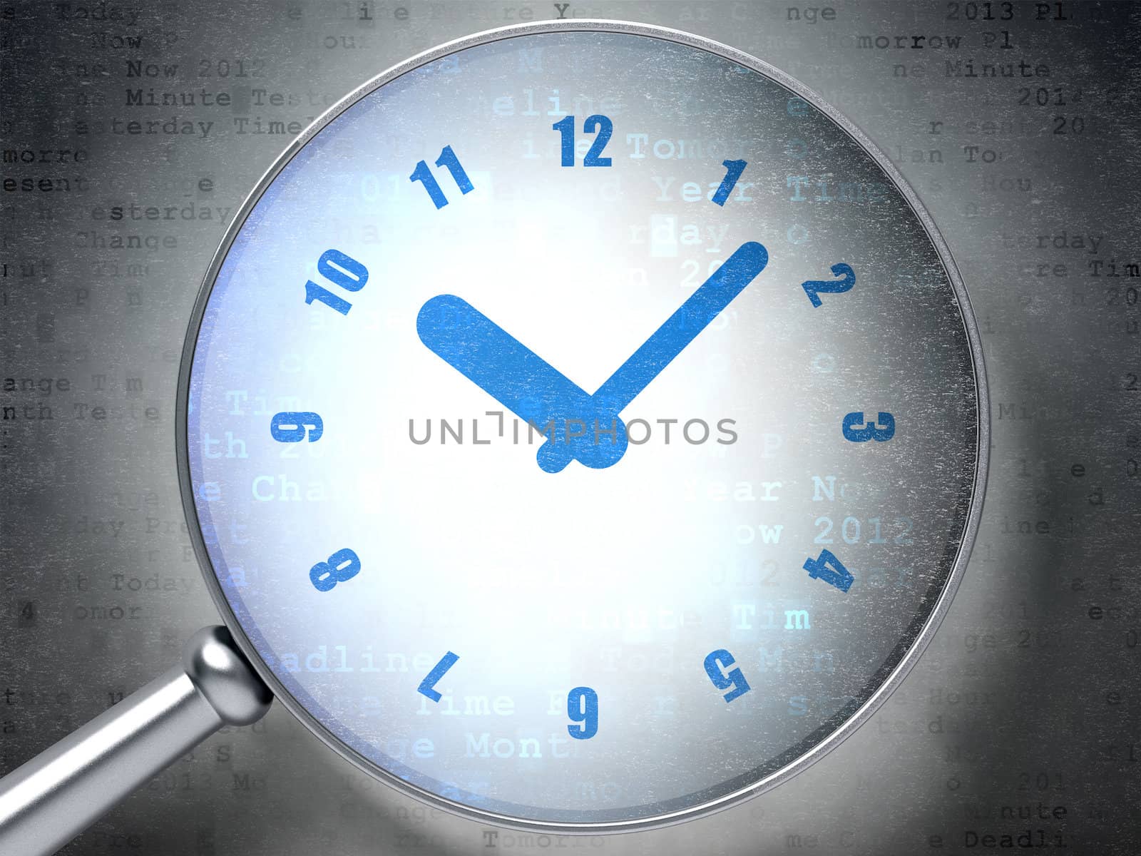 Time concept:  Clock with optical glass on digital background by maxkabakov