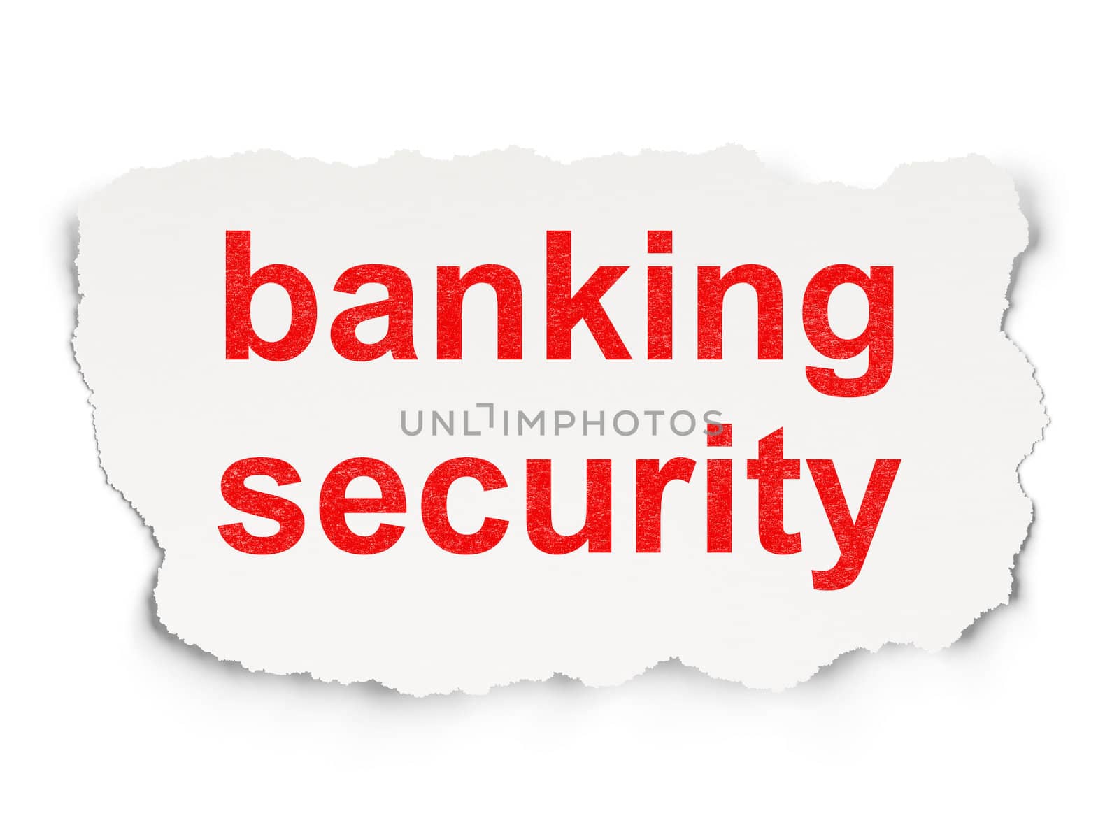 Safety concept: torn paper with words Banking Security on Paper background, 3d render