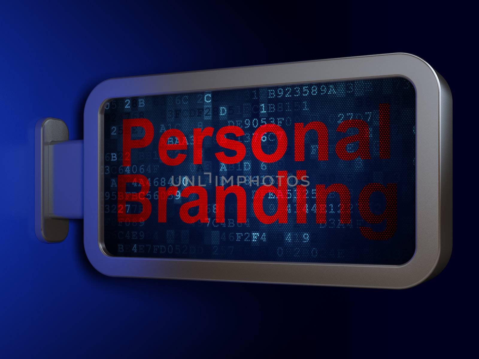 Advertising concept: Personal Branding on advertising billboard background, 3d render