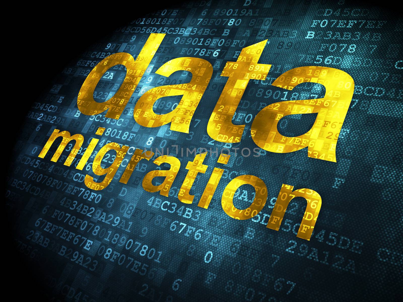 Information concept: Data Migration on digital background by maxkabakov