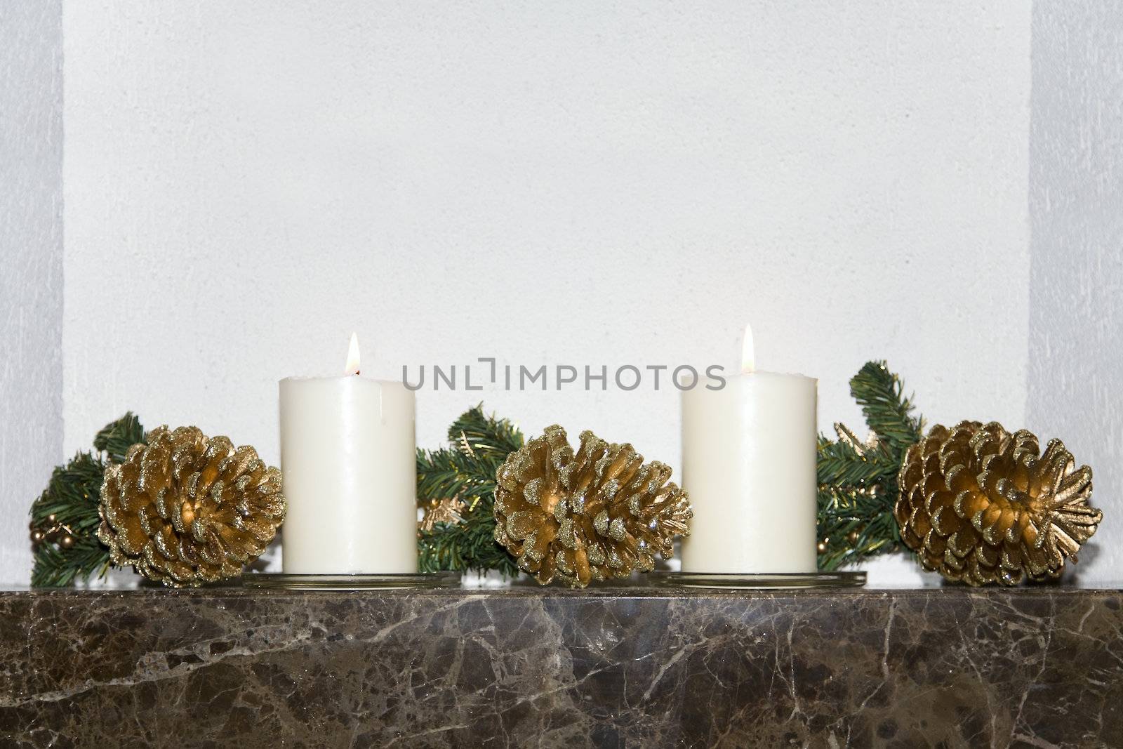  Christmas candle and cone by foryouinf