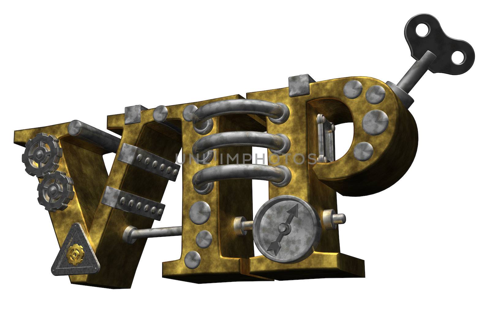 the letters vip in steampunk style - 3d illustration