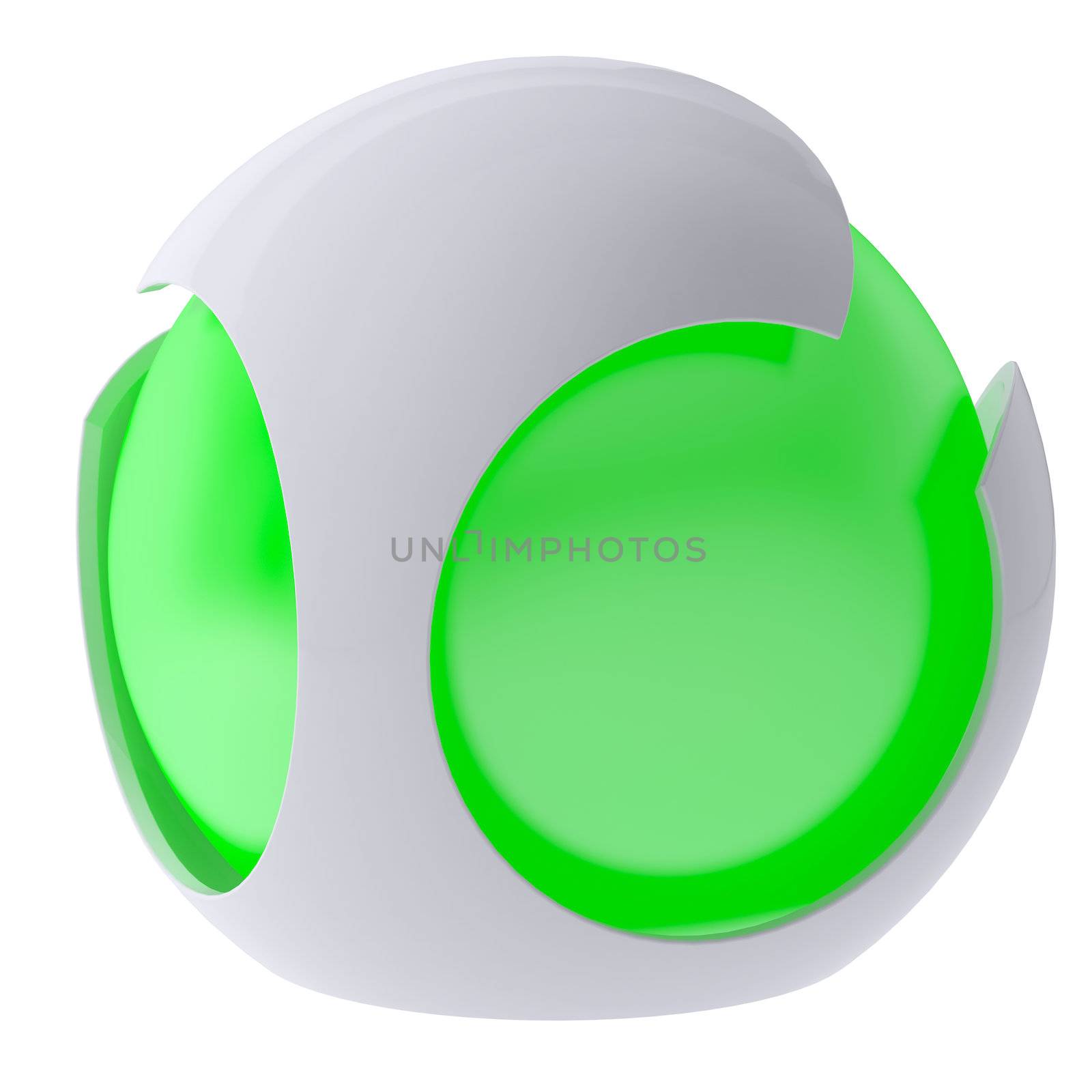 3d glow green abstract sphere by cherezoff