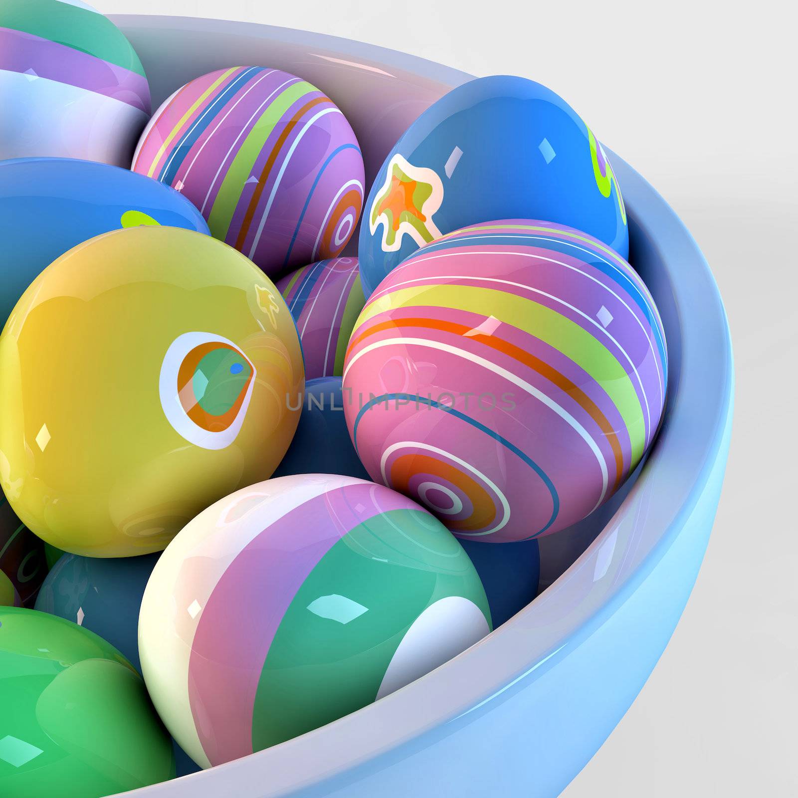Bowl filled with easter eggs by dynamicfoto