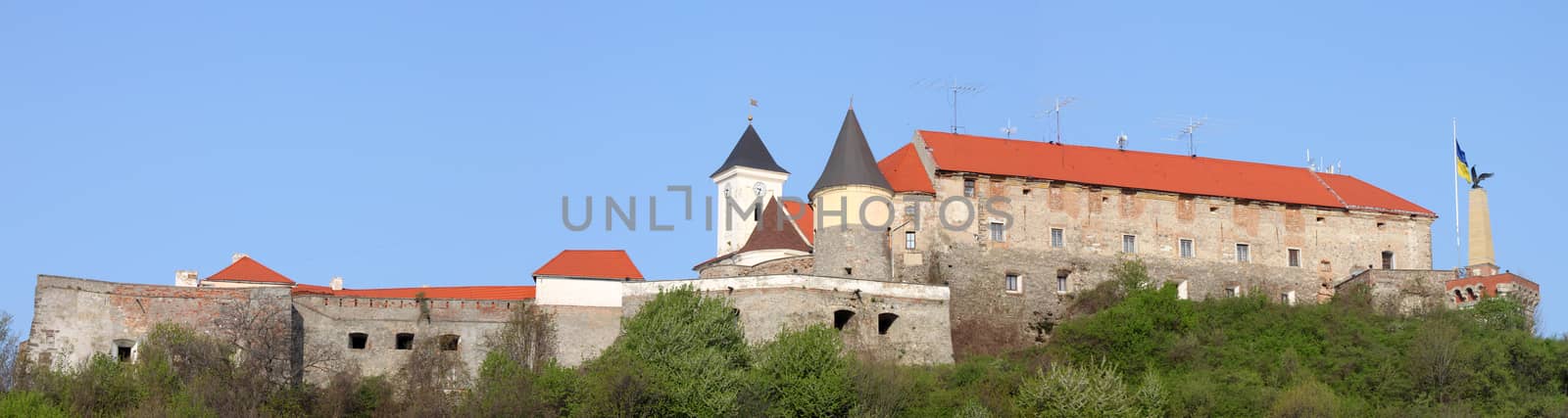 panoramic view of The Palanok Castle in Mukachevo