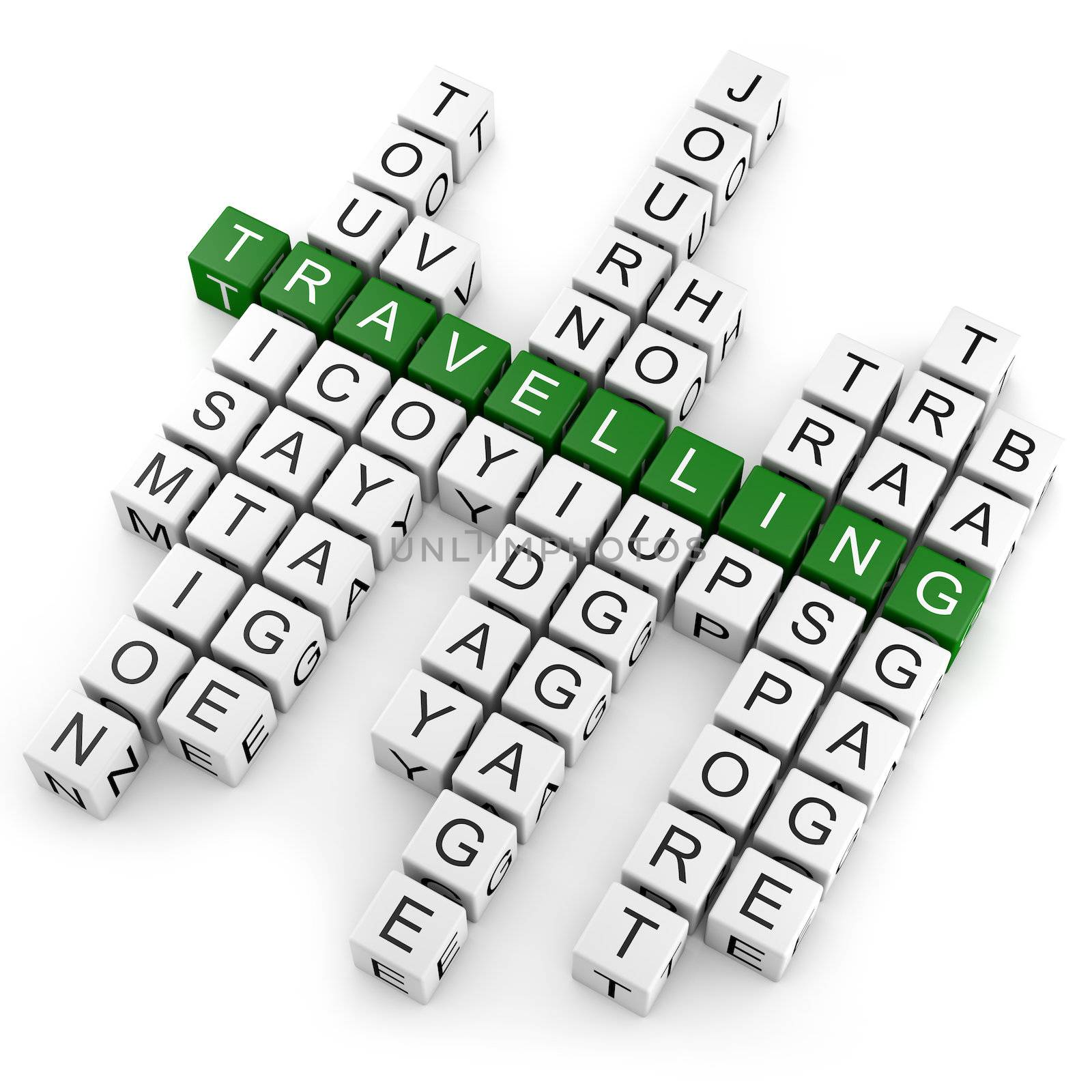 Crosswords with several travelling related words