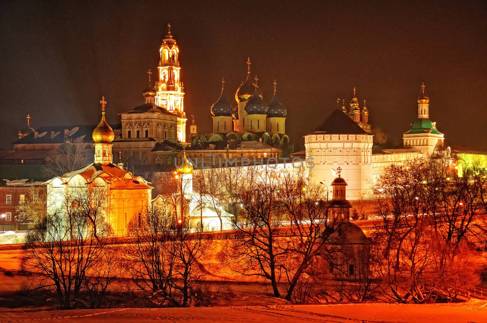 Night Lavra (The Trinity Sergiev Monastery) (HDR) in Sergiev Posad, Moscow region, Russia