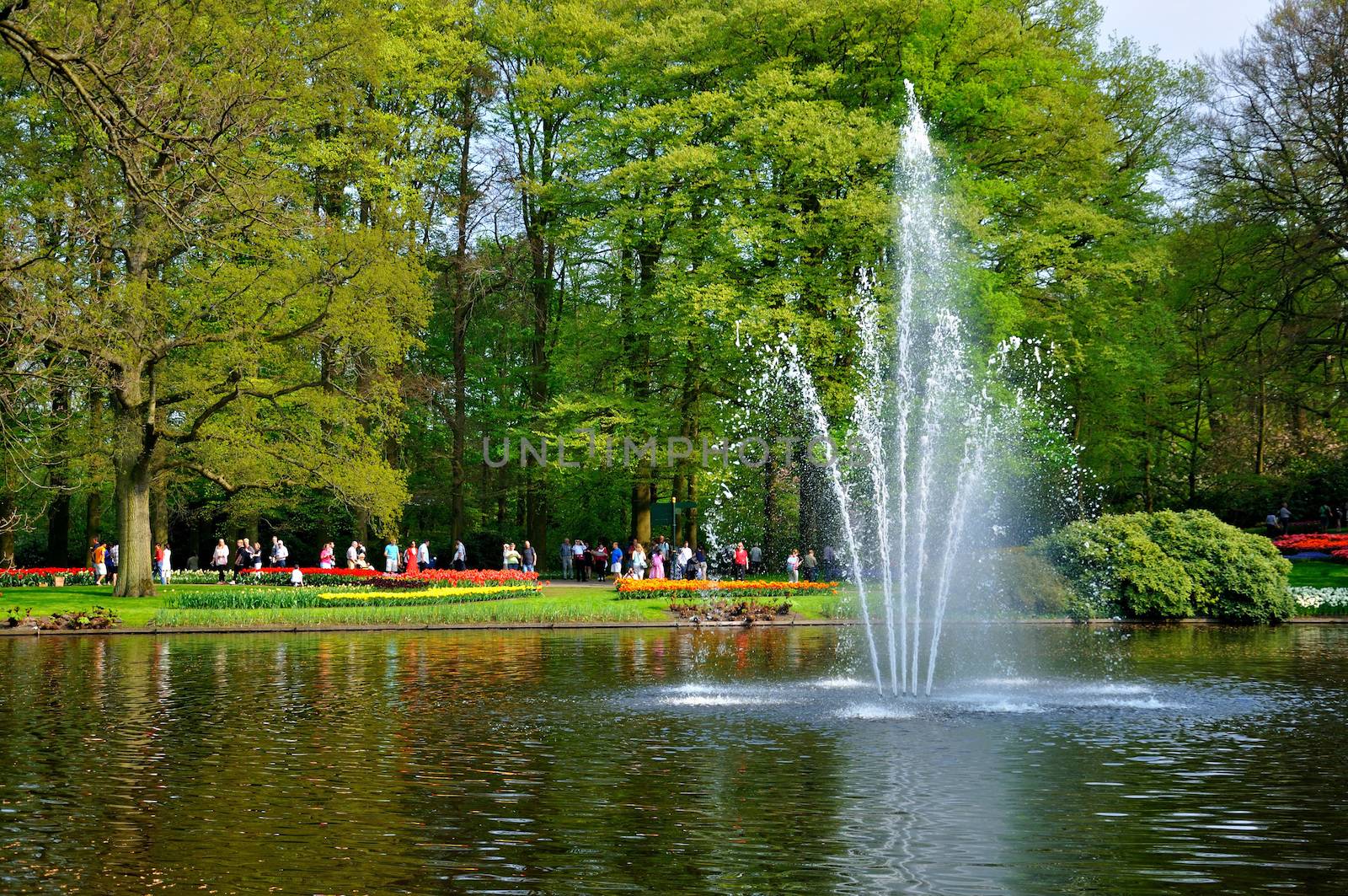 Fontain in the river in Keukenhof park in Holland by Eagle2308