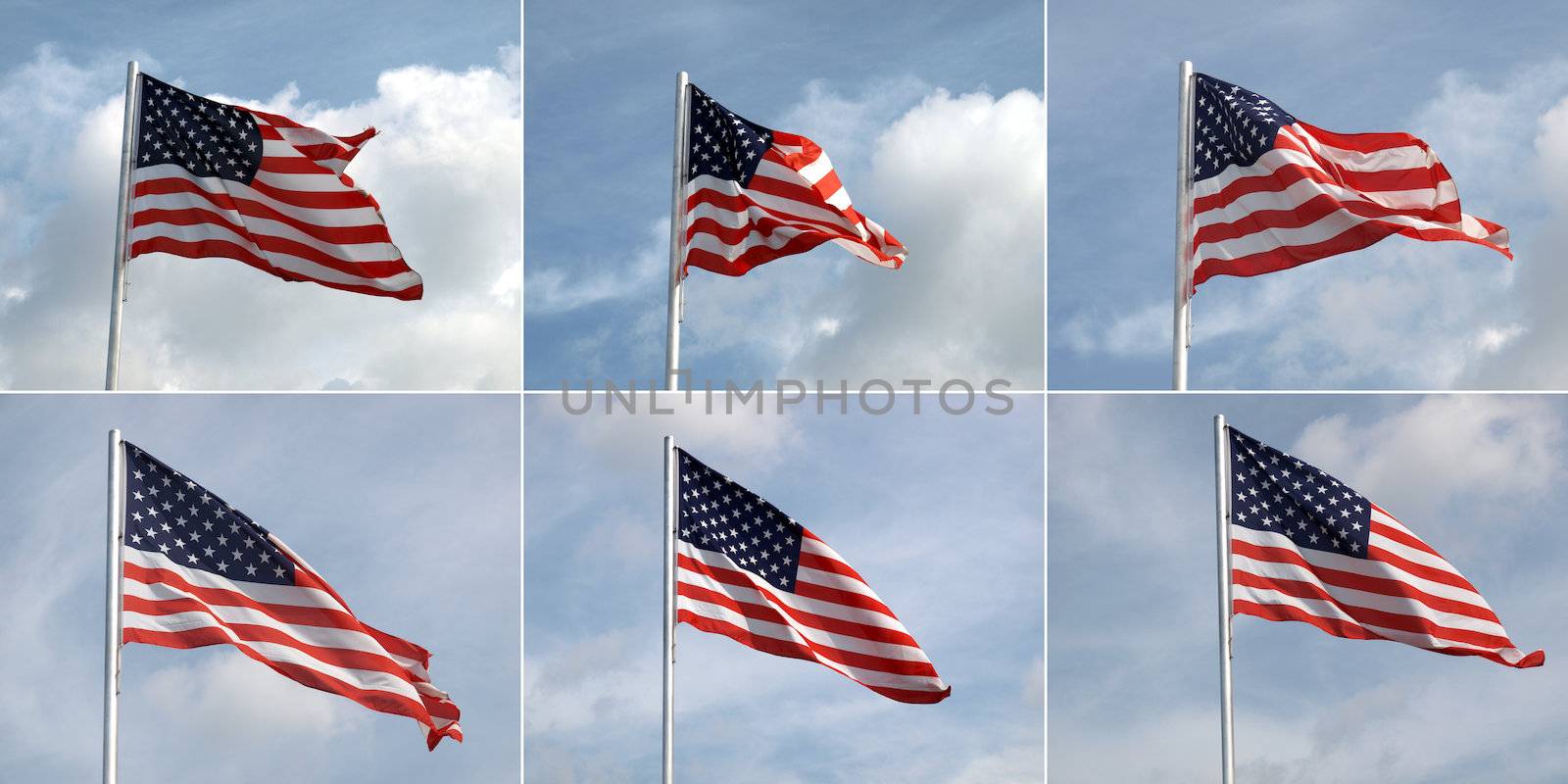 Flags of the USA (United States of America) collage