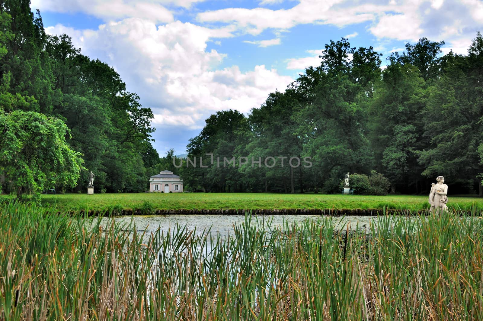 Lake of Schloss Fasanarie park in Fulda, Hessen, Germany